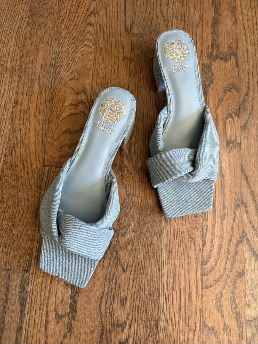 Vince Camuto Light Blue Knotted Slide Sandals